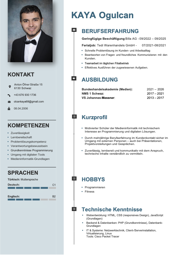 Lebenslauf Ogulcan Kaya