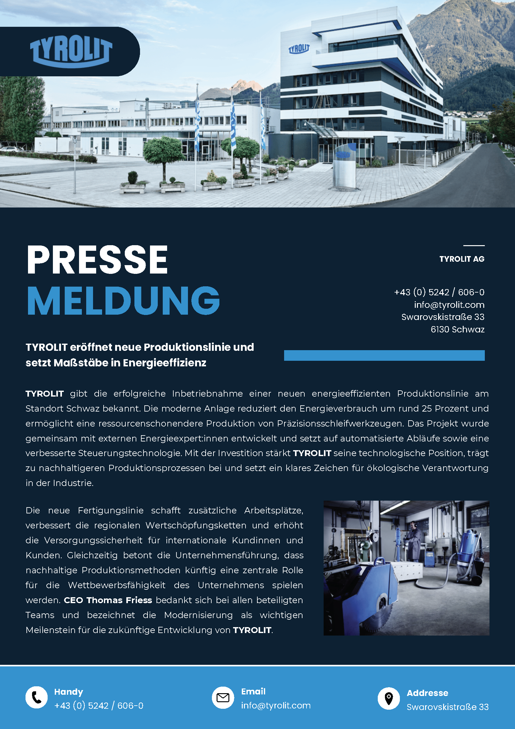 Pressemitteilung TYROLIT AG