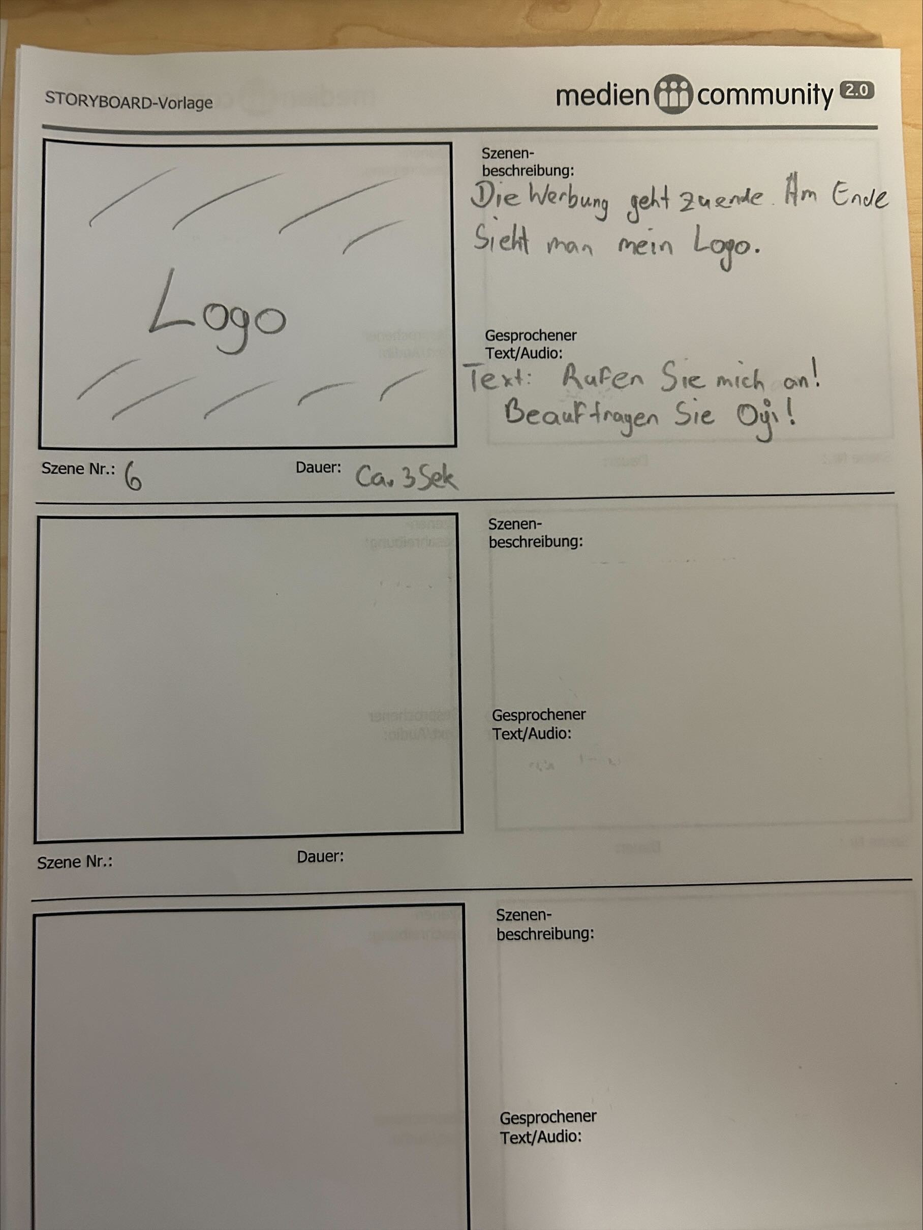 Storyboard Seite 3 – Szene 6