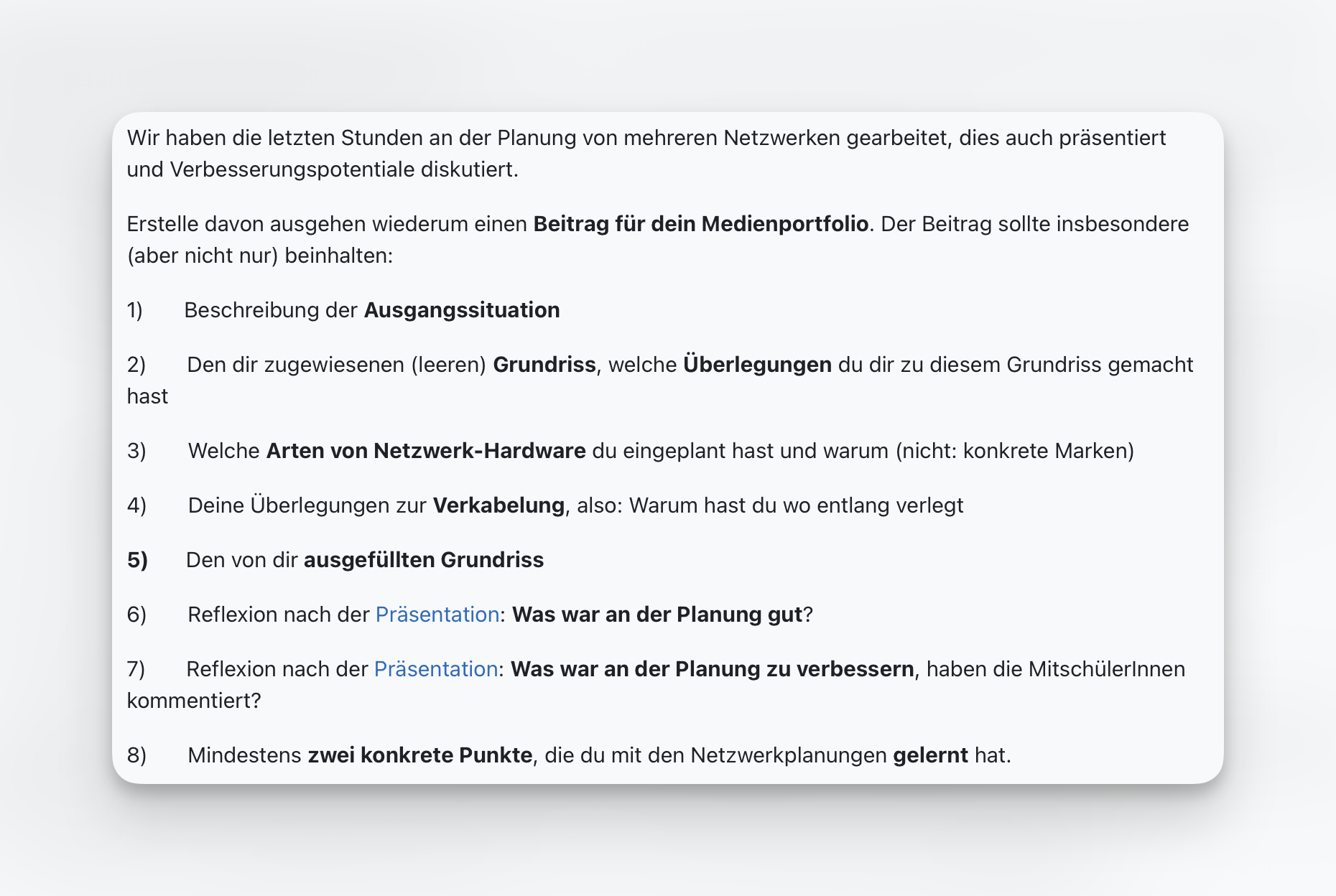 Aufgabenstellung – Netzwerkplanung NTMA 3. Klasse