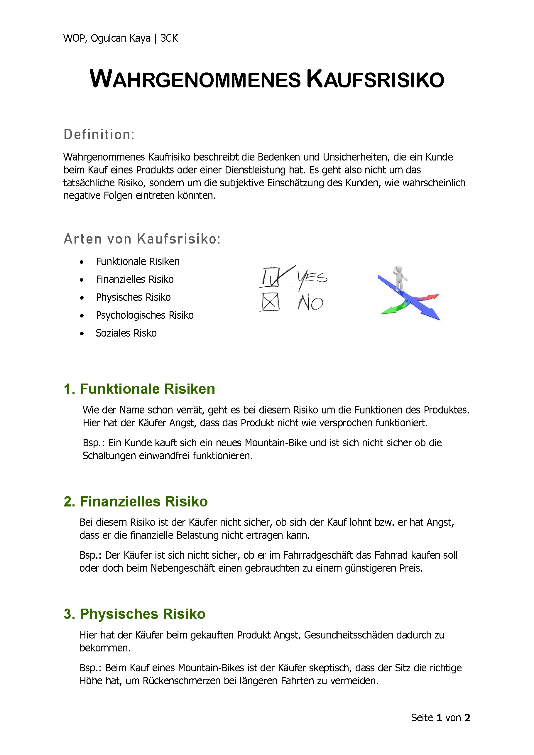 Ergebnis Seite 1 – Entscheidungsfindung WOP 3. Klasse
